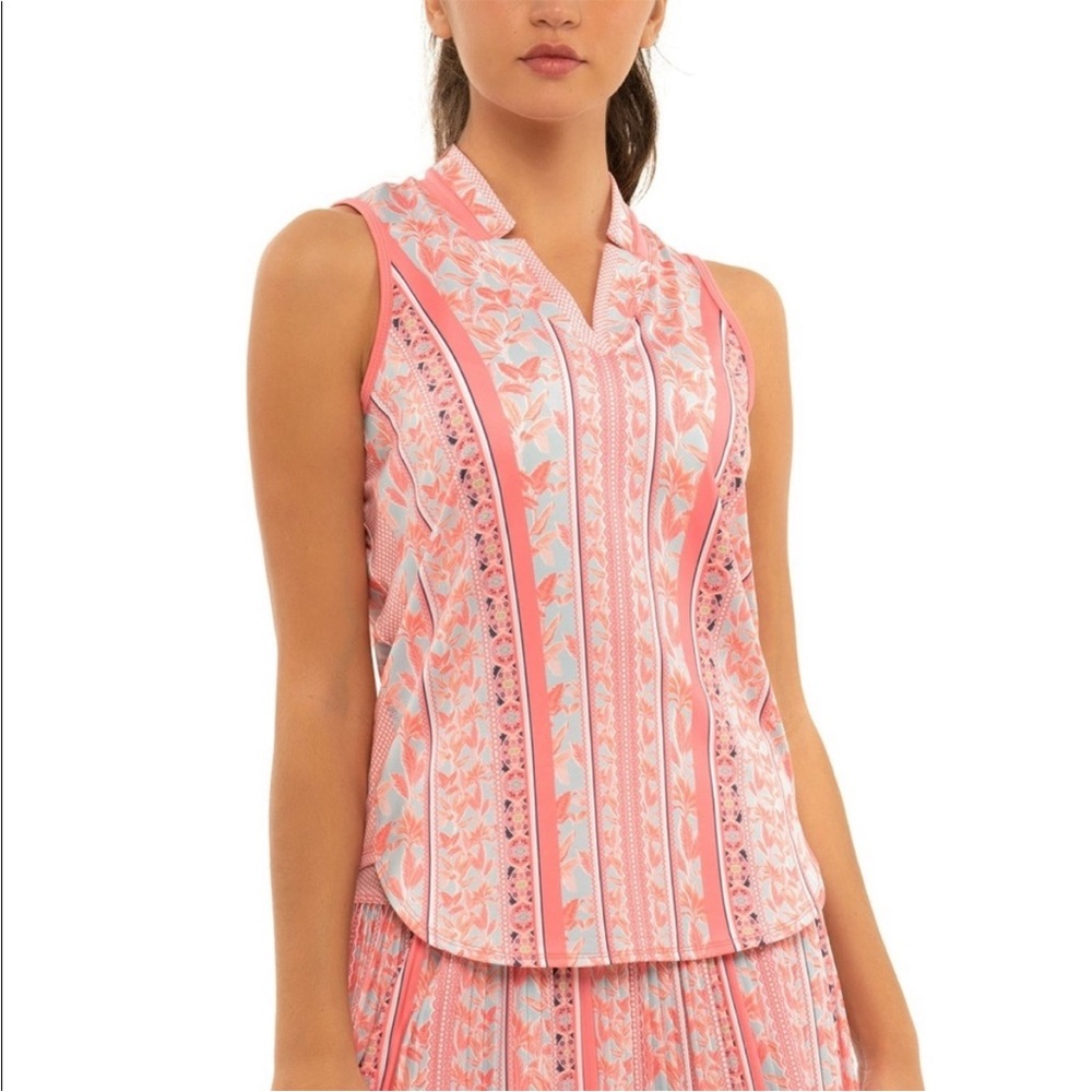 LUCKY IN LOVE FLORAL PATCHWORK SLEEVELESS TANK Top v-neck Boho vaportex LK NEW